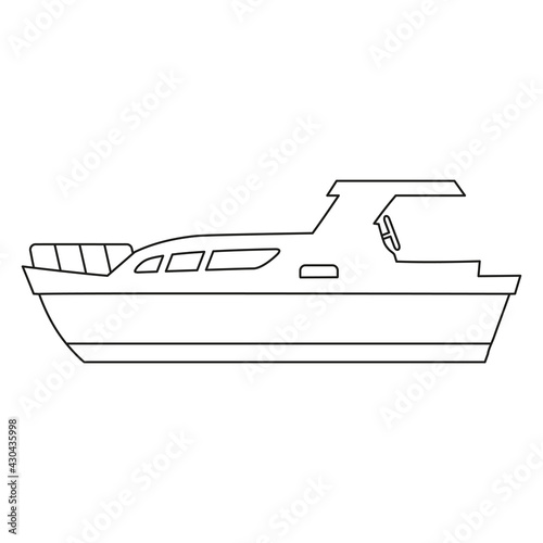 Boat line icon logo design marines, peedboat, ship, vessel, side view. Vector illustration outline simple element symbol