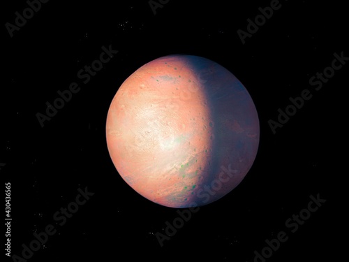 planet in deep space with stars, alien planet, space background 3d illustration. 