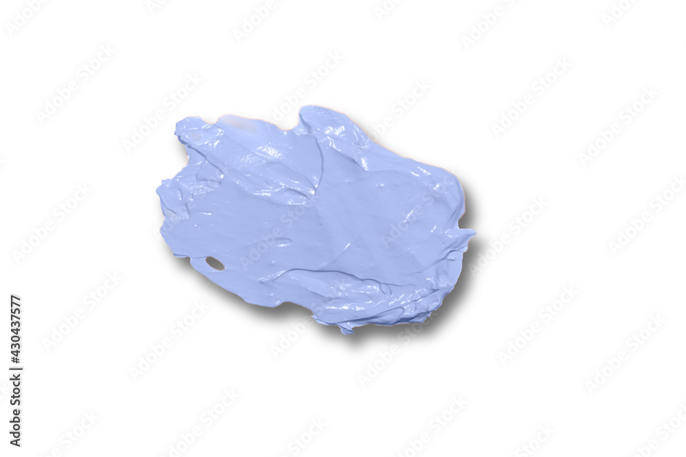 Swatch texture of light blue cream with shadow isolated on a white background. Swatch texture of light blue cream with shadow isolated on a white background.