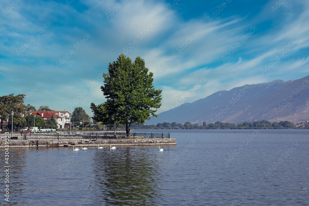 Pamvotis lake in Ioannina landscape Greece