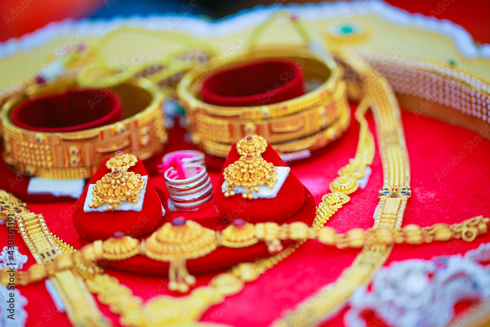 Fototapeta premium beautiful Indian Traditional necklace and Jewelry. for new bridal