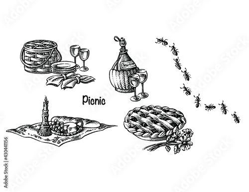 Set of picnic spot illustrations