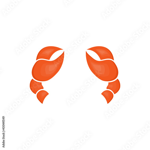Crab claws. Cute seafood symbol. Vector illustration isolated on white.