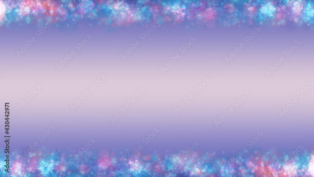 青とピンクのフローラルなフレームの背景イラスト
