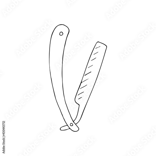 Doodle shaving knife illustration in vector. Hand drawn shaving knife illustration in vector. Doodle barber knife icon