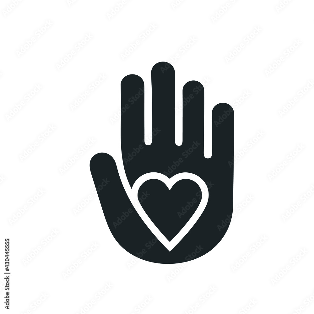Abstract vector logo heart in a hand. Abstract vector logo heart in a hand.