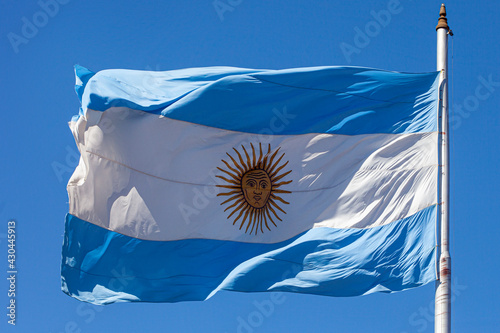 Canvas Print Argentine flags at Plaza de Mayo in Buenos Aires