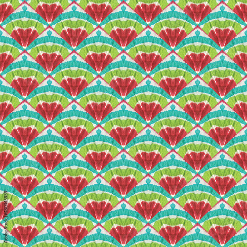 Japanese Watercolor Seamless Pattern. Tie-Dye, Wabi Sabi. Geometric Hand Painted Fashion Texture. Watercolor Brush Paint. Distressed Paint Brush Oriental Teal. Floral Geometric Female Summer Pattern.