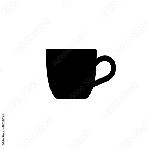 Tea cup silhouette. Mug icon on a white background. Simple logo. Isolated. Vector illustration.