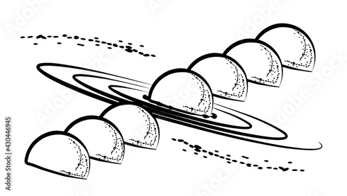 Planet Saturn. Illustrations on the theme astrology, astronomy, esotericism, prediction of the future.  