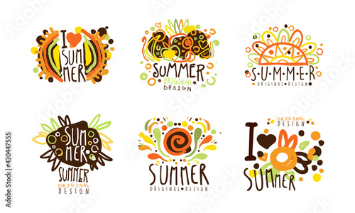 Summer Holiday Original Design with Fancy Shapes Vector Set