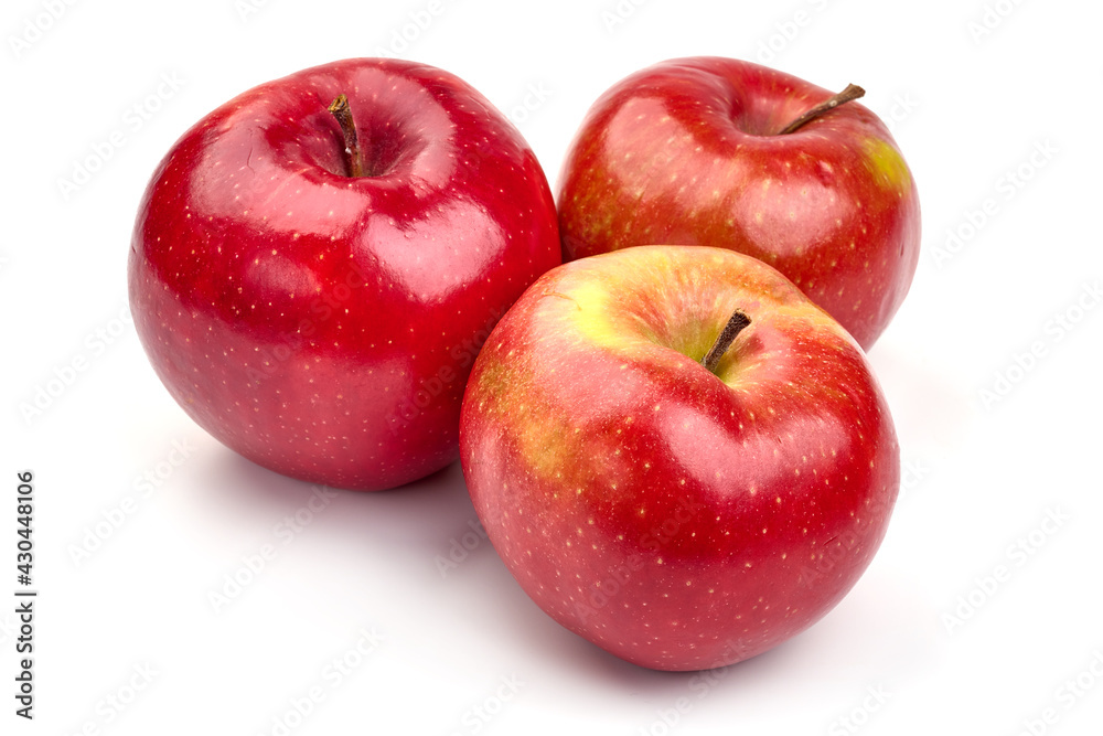 Shiny Red ripe apples, isolated on white background. High resolution image.