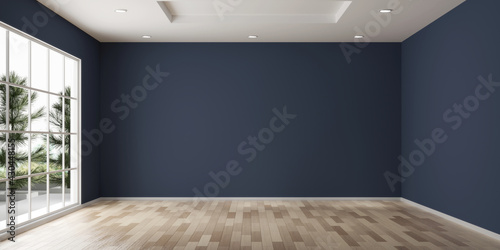 Fototapeta Naklejka Na Ścianę i Meble -  Empty room design copy space with the wooden floor 3d rendering