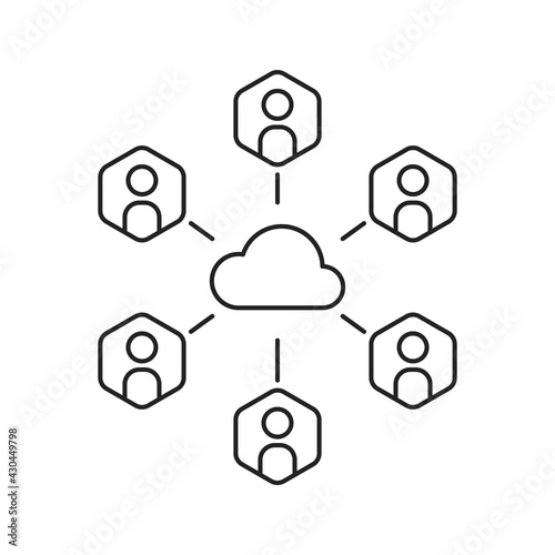 thin line icon like sync personal data in cloud