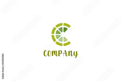 Letter c lemon slice abstract logo design