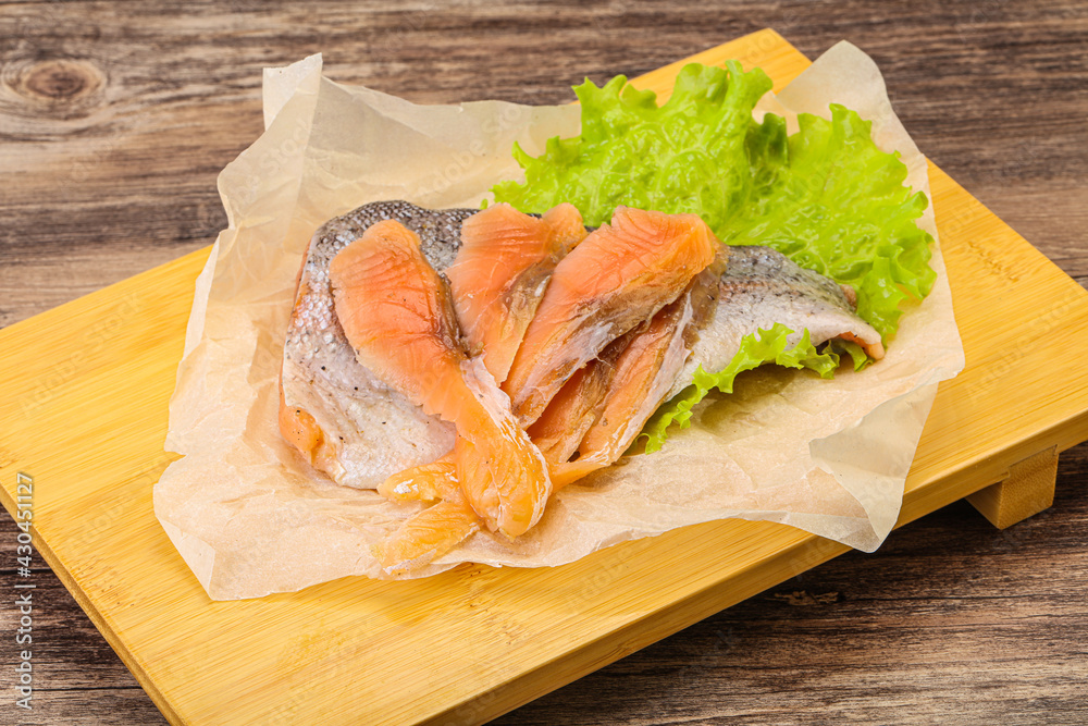 Sliced natural wild trout fillet Sliced natural wild trout fillet