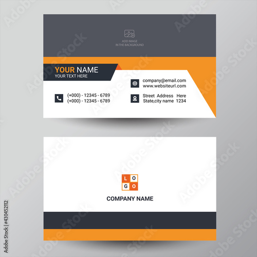 Black & orange simple business card design template	