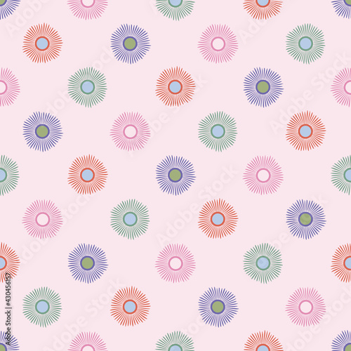 Pink Polka Dot Floral Seamless Pattern Background