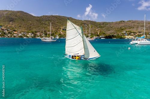 Saint Vincent and the Grenadines, Sailing dinghies in Admiralty Bay, Bequia