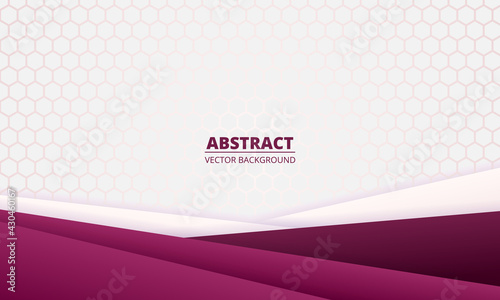 Light abstract background with diagonal colored gradient paper lines and hexagonal grid. Modern, elegant, futuristic, technology vector illustration.
