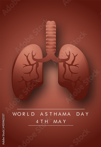 Vector illustration of a Background for World Asthma Day. awareness poster with healthy lungs and inhaler. Vector illustration.