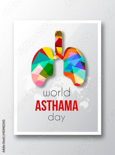 Vector illustration of a Background for World Asthma Day. awareness poster with healthy lungs and inhaler. Vector illustration.