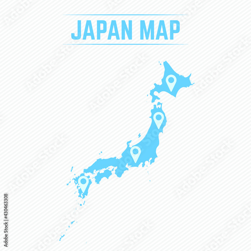 Japan Simple Map With Map Icons
