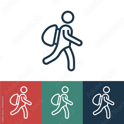 Line icon student with bag