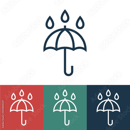 Line icon umbrella and raindrops