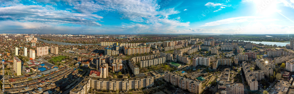 microdistrict (multi-storey residential buildings), built on sand reclaimed from the Kuban River, on the western outskirts of the city of Krasnodar at the end of the 20th century