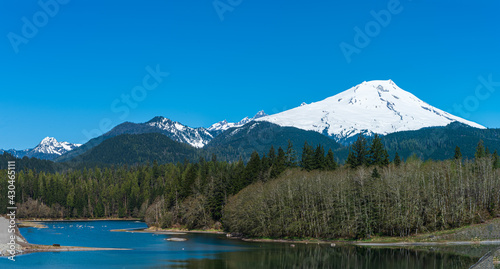Panorama of Mount Baker from the Baker Lake Dam Area in Washington State