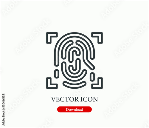Fingerprint vector icon.  Editable stroke. Linear style sign for use on web design and mobile apps, logo. Symbol illustration. Pixel vector graphics - Vector