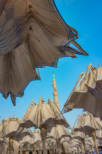 The rectractable umberalla at Masjid al Nabawi at Madinah Munawwara  photo