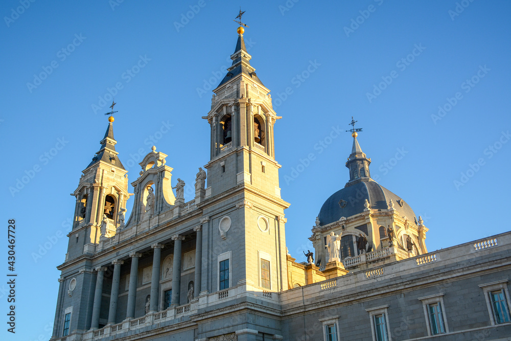 Madrid, Spain - October 25, 2020: View of Almudena Cathedral