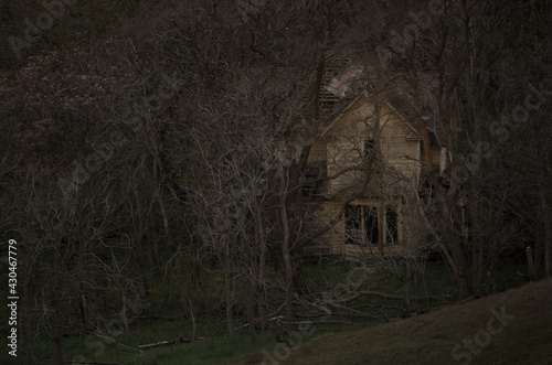 dark spooky abandoned haunted homestead on the dalles mountain ranch near goldendale