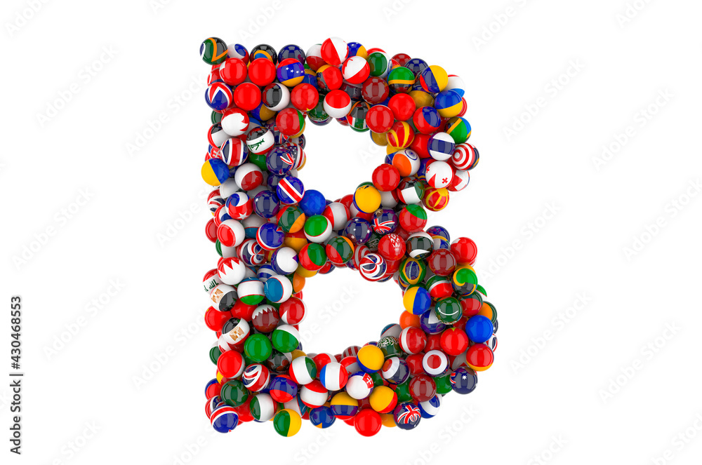 Letter B from flags of different countries, 3D rendering Letter B from flags of different countries, 3D rendering