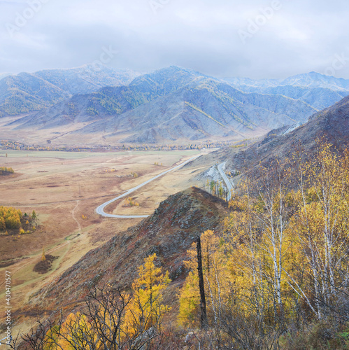 Chike-Taman pass on a cloudy autumn day, Russia