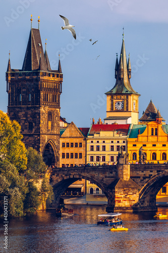 Charles Bridge, Old Town and Old Town Tower of Charles Bridge, Prague, Czech Republic. Prague old town and iconic Charles bridge, Czech Republic. Charles Bridge (Karluv Most) and Old Town Tower.