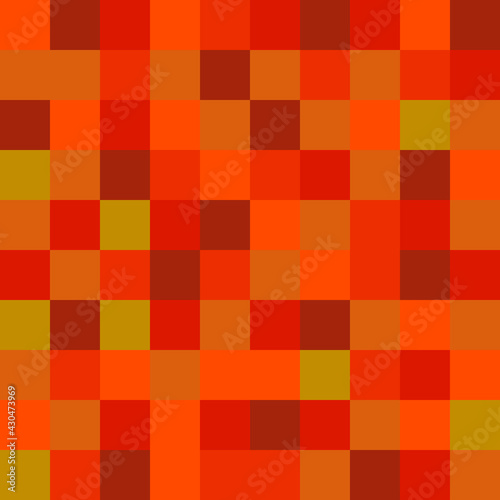 Orange pixel 8 bit pattern. Vector orange colored squares.