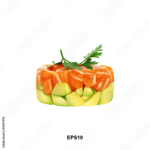 Raw Salmon Tartare, Trout Tartar or Red Fish Tatar