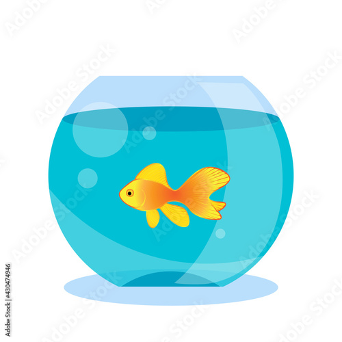 Fish bowl, aquarium or fish tank cartoon vector illustration