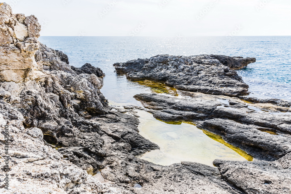 Rocky coast of the Tarkhankut peninsula - the westernmost part of Crimea