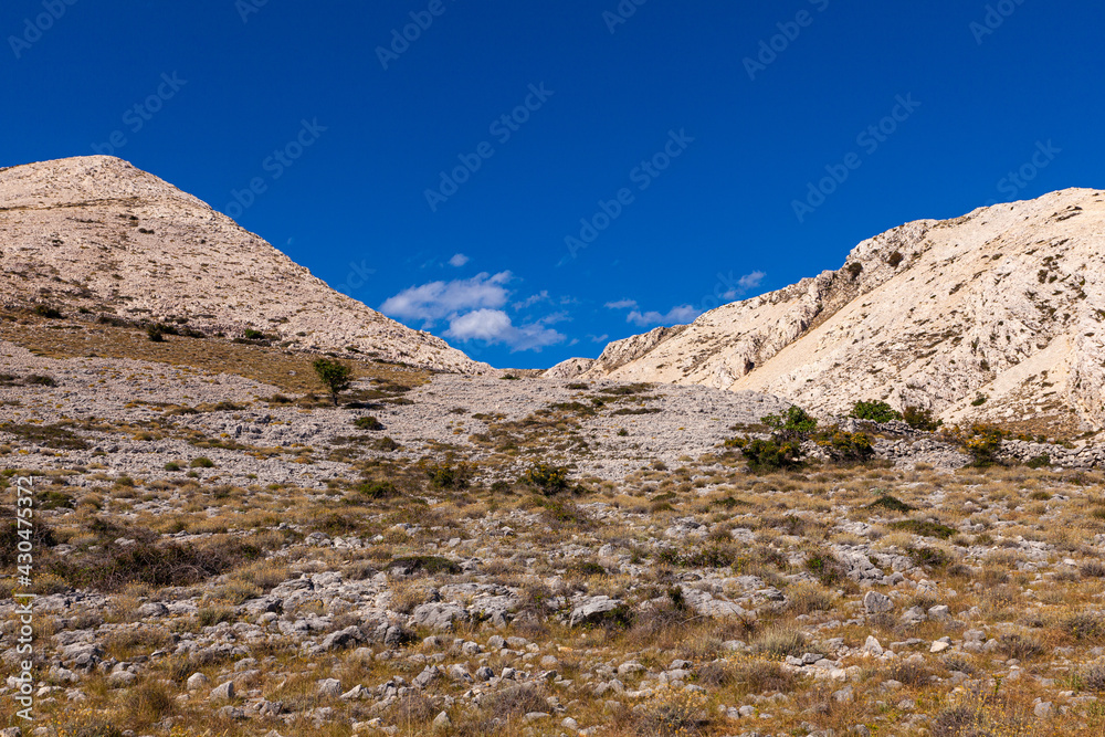 View of bare hills in Stara Baska