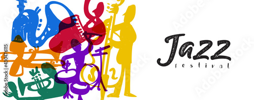 Jazz festival music band player doodle banner