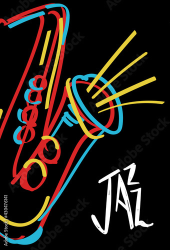 Jazz music colorful abstract saxophone art poster
