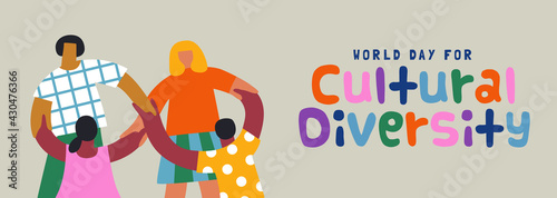Cultural diversity friend group together banner