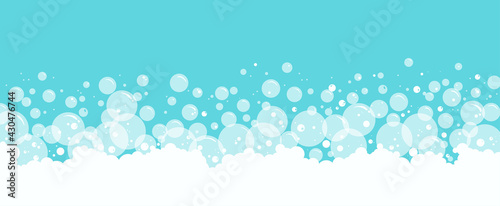 Soap bubbles and foam vector background, transparent suds pattern. Abstract illustration photo