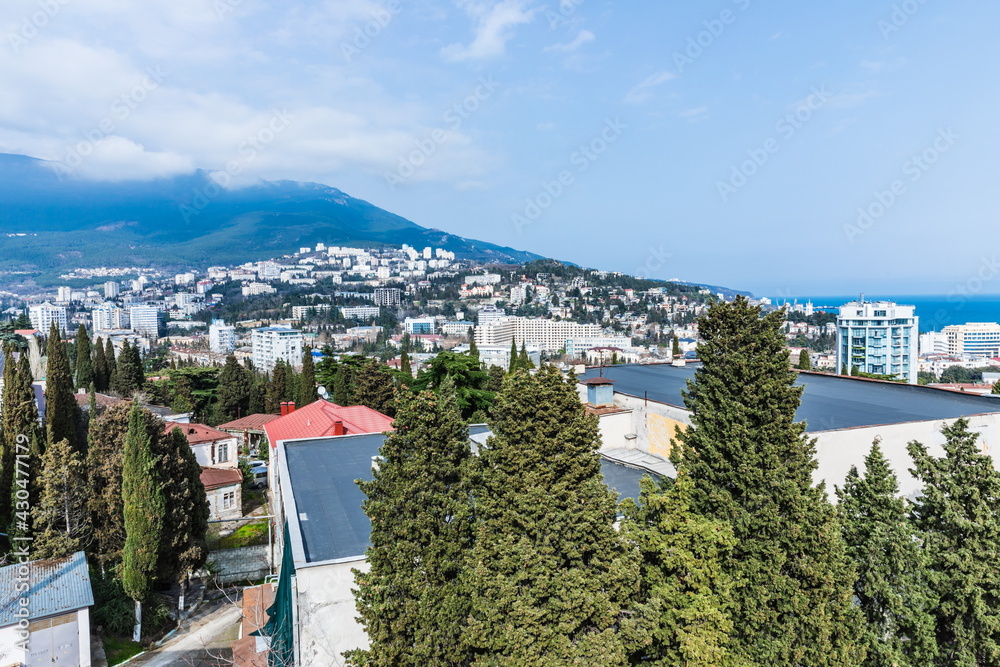  views of the central part of Yalta from the city funicular, Crimea