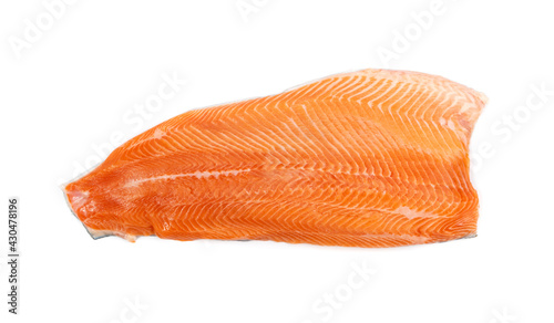 Raw Atlantic Salmon Fillet Isolated on White