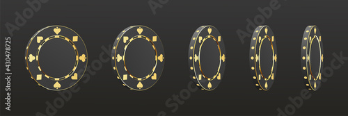 Gambling game, casino 3d chips. Rotating poker chips